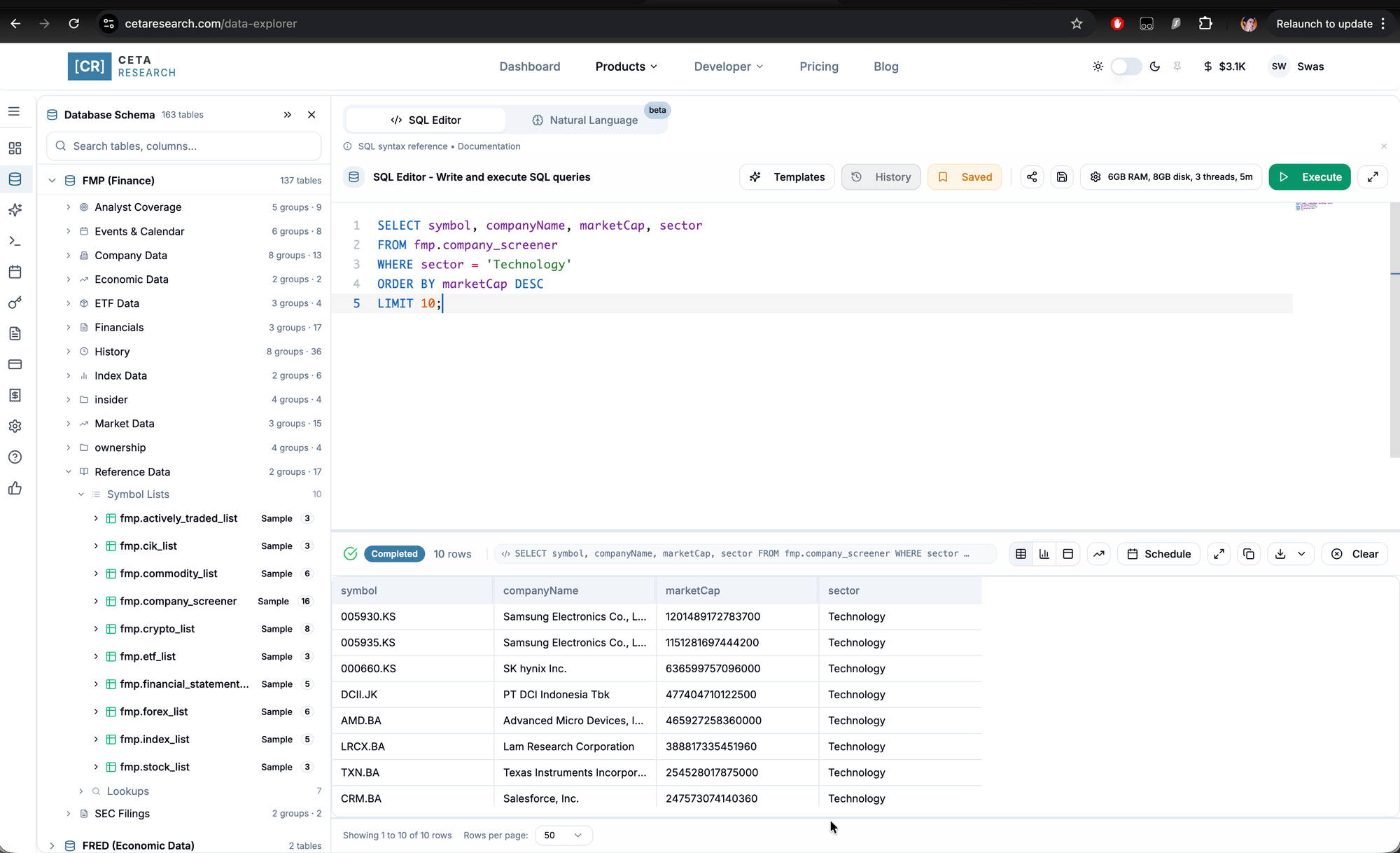 Paste the SQL into the SQL Editor and click Execute