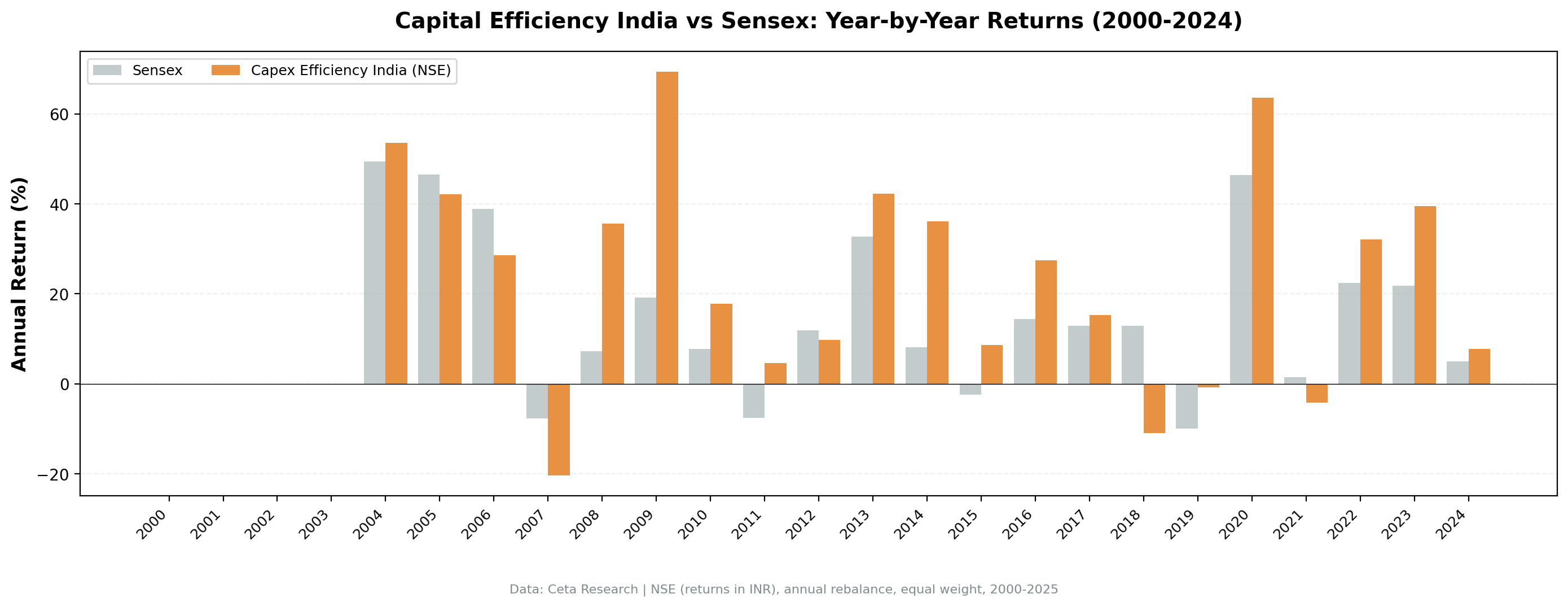Annual Returns: Capital Efficiency India vs Sensex